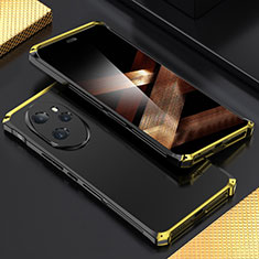 Handyhülle Hülle Luxus Aluminium Metall Tasche 360 Grad Ganzkörper für Huawei Honor 100 Pro 5G Gold und Schwarz