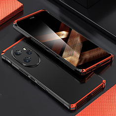 Handyhülle Hülle Luxus Aluminium Metall Tasche 360 Grad Ganzkörper für Huawei Honor 100 Pro 5G Rot und Schwarz
