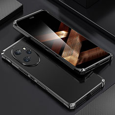 Handyhülle Hülle Luxus Aluminium Metall Tasche 360 Grad Ganzkörper für Huawei Honor 100 Pro 5G Schwarz