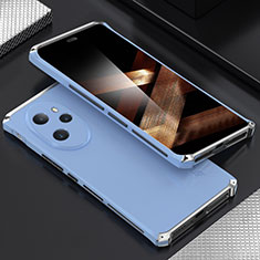 Handyhülle Hülle Luxus Aluminium Metall Tasche 360 Grad Ganzkörper für Huawei Honor 100 Pro 5G Silber und Blau