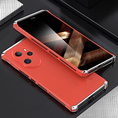 Handyhülle Hülle Luxus Aluminium Metall Tasche 360 Grad Ganzkörper für Huawei Honor 100 Pro 5G Silber und Rot
