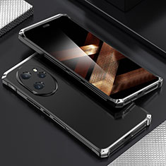 Handyhülle Hülle Luxus Aluminium Metall Tasche 360 Grad Ganzkörper für Huawei Honor 100 Pro 5G Silber und Schwarz