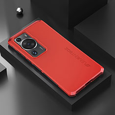 Handyhülle Hülle Luxus Aluminium Metall Tasche 360 Grad Ganzkörper für Huawei P60 Rot