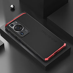 Handyhülle Hülle Luxus Aluminium Metall Tasche 360 Grad Ganzkörper für Huawei P60 Rot und Schwarz