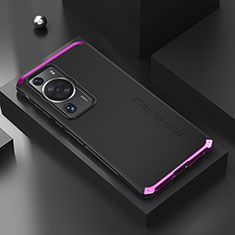 Handyhülle Hülle Luxus Aluminium Metall Tasche 360 Grad Ganzkörper für Huawei P60 Violett