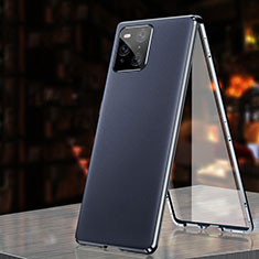 Handyhülle Hülle Luxus Aluminium Metall Tasche 360 Grad Ganzkörper für Oppo Find X3 5G Blau