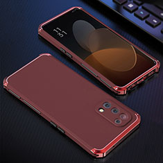 Handyhülle Hülle Luxus Aluminium Metall Tasche 360 Grad Ganzkörper für Oppo Find X3 Lite 5G Rot