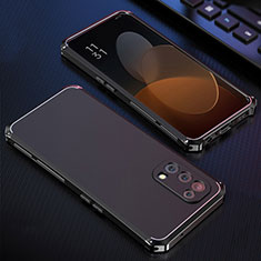 Handyhülle Hülle Luxus Aluminium Metall Tasche 360 Grad Ganzkörper für Oppo Find X3 Lite 5G Schwarz