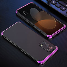 Handyhülle Hülle Luxus Aluminium Metall Tasche 360 Grad Ganzkörper für Oppo Find X3 Lite 5G Violett