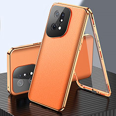 Handyhülle Hülle Luxus Aluminium Metall Tasche 360 Grad Ganzkörper für Oppo Find X5 5G Orange