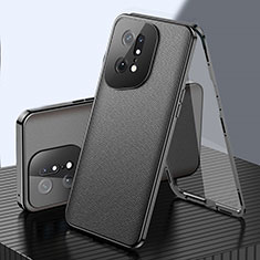Handyhülle Hülle Luxus Aluminium Metall Tasche 360 Grad Ganzkörper für Oppo Find X5 Pro 5G Schwarz