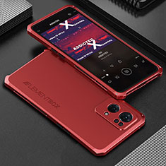 Handyhülle Hülle Luxus Aluminium Metall Tasche 360 Grad Ganzkörper für Oppo Reno7 Pro 5G Rot