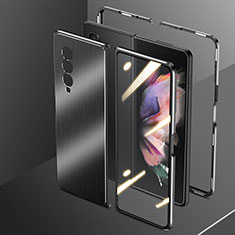 Handyhülle Hülle Luxus Aluminium Metall Tasche 360 Grad Ganzkörper für Samsung Galaxy Z Fold3 5G Schwarz