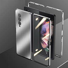 Handyhülle Hülle Luxus Aluminium Metall Tasche 360 Grad Ganzkörper für Samsung Galaxy Z Fold4 5G Silber