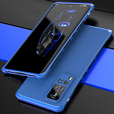 Handyhülle Hülle Luxus Aluminium Metall Tasche 360 Grad Ganzkörper für Vivo X60 Pro 5G Blau