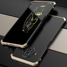 Handyhülle Hülle Luxus Aluminium Metall Tasche 360 Grad Ganzkörper für Xiaomi Mi 10i 5G Gold und Schwarz