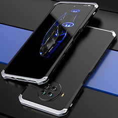 Handyhülle Hülle Luxus Aluminium Metall Tasche 360 Grad Ganzkörper für Xiaomi Mi 10i 5G Silber und Schwarz