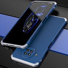 Handyhülle Hülle Luxus Aluminium Metall Tasche 360 Grad Ganzkörper für Xiaomi Mi 10T Lite 5G Silber und Blau