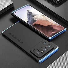 Handyhülle Hülle Luxus Aluminium Metall Tasche 360 Grad Ganzkörper für Xiaomi Mi 11 Ultra 5G Blau und Schwarz