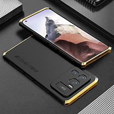 Handyhülle Hülle Luxus Aluminium Metall Tasche 360 Grad Ganzkörper für Xiaomi Mi 11 Ultra 5G Gold und Schwarz