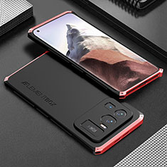 Handyhülle Hülle Luxus Aluminium Metall Tasche 360 Grad Ganzkörper für Xiaomi Mi 11 Ultra 5G Rot und Schwarz