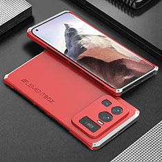 Handyhülle Hülle Luxus Aluminium Metall Tasche 360 Grad Ganzkörper für Xiaomi Mi 11 Ultra 5G Silber und Rot