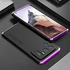 Handyhülle Hülle Luxus Aluminium Metall Tasche 360 Grad Ganzkörper für Xiaomi Mi 11 Ultra 5G Violett