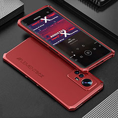 Handyhülle Hülle Luxus Aluminium Metall Tasche 360 Grad Ganzkörper für Xiaomi Mi 12 5G Rot