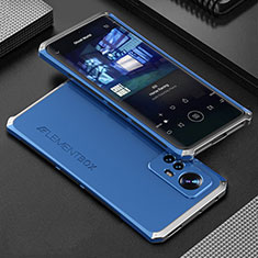 Handyhülle Hülle Luxus Aluminium Metall Tasche 360 Grad Ganzkörper für Xiaomi Mi 12 5G Silber und Blau