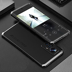 Handyhülle Hülle Luxus Aluminium Metall Tasche 360 Grad Ganzkörper für Xiaomi Mi 12 5G Silber und Schwarz