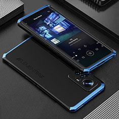 Handyhülle Hülle Luxus Aluminium Metall Tasche 360 Grad Ganzkörper für Xiaomi Mi 12 Pro 5G Blau und Schwarz