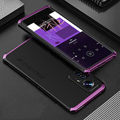 Handyhülle Hülle Luxus Aluminium Metall Tasche 360 Grad Ganzkörper für Xiaomi Mi 12 Pro 5G Violett
