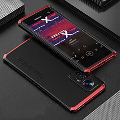 Handyhülle Hülle Luxus Aluminium Metall Tasche 360 Grad Ganzkörper für Xiaomi Mi 12S 5G Rot und Schwarz