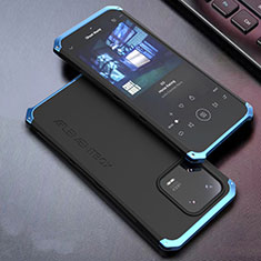 Handyhülle Hülle Luxus Aluminium Metall Tasche 360 Grad Ganzkörper für Xiaomi Mi 13 5G Blau und Schwarz