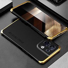 Handyhülle Hülle Luxus Aluminium Metall Tasche 360 Grad Ganzkörper für Xiaomi Redmi Note 13 Pro 5G Gold und Schwarz