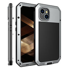 Handyhülle Hülle Luxus Aluminium Metall Tasche 360 Grad Ganzkörper HJ2 für Apple iPhone 13 Silber