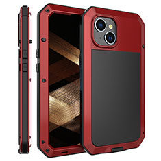 Handyhülle Hülle Luxus Aluminium Metall Tasche 360 Grad Ganzkörper HJ2 für Apple iPhone 14 Plus Rot