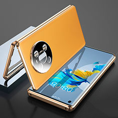 Handyhülle Hülle Luxus Aluminium Metall Tasche 360 Grad Ganzkörper K01 für Huawei Mate 40 Gelb
