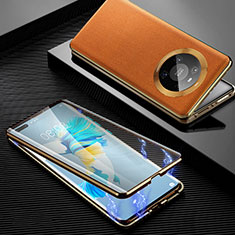 Handyhülle Hülle Luxus Aluminium Metall Tasche 360 Grad Ganzkörper K01 für Huawei Mate 40 Pro Gelb