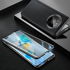 Handyhülle Hülle Luxus Aluminium Metall Tasche 360 Grad Ganzkörper K01 für Huawei Mate 40 Pro Schwarz