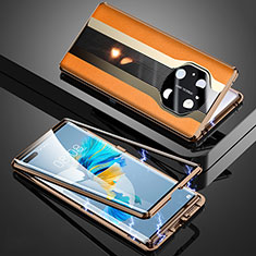 Handyhülle Hülle Luxus Aluminium Metall Tasche 360 Grad Ganzkörper K03 für Huawei Mate 40E Pro 4G Orange