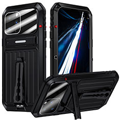Handyhülle Hülle Luxus Aluminium Metall Tasche 360 Grad Ganzkörper LK1 für Apple iPhone 13 Pro Max Schwarz