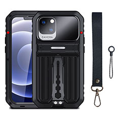 Handyhülle Hülle Luxus Aluminium Metall Tasche 360 Grad Ganzkörper LK1 für Apple iPhone 13 Schwarz