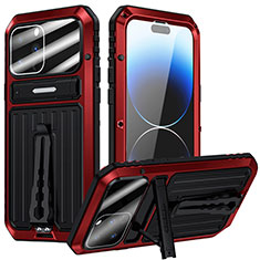 Handyhülle Hülle Luxus Aluminium Metall Tasche 360 Grad Ganzkörper LK1 für Apple iPhone 14 Pro Rot