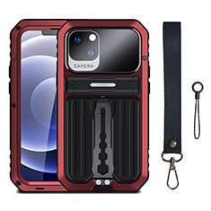 Handyhülle Hülle Luxus Aluminium Metall Tasche 360 Grad Ganzkörper LK1 für Apple iPhone 14 Rot