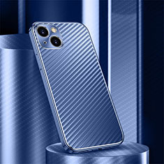 Handyhülle Hülle Luxus Aluminium Metall Tasche 360 Grad Ganzkörper M01 für Apple iPhone 15 Plus Blau