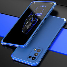 Handyhülle Hülle Luxus Aluminium Metall Tasche 360 Grad Ganzkörper M01 für Oppo Find X3 Lite 5G Blau