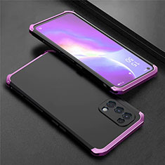 Handyhülle Hülle Luxus Aluminium Metall Tasche 360 Grad Ganzkörper M02 für Oppo Find X3 Lite 5G Violett