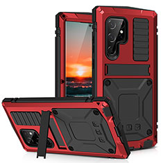 Handyhülle Hülle Luxus Aluminium Metall Tasche 360 Grad Ganzkörper M04 für Samsung Galaxy S21 Ultra 5G Rot