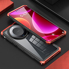 Handyhülle Hülle Luxus Aluminium Metall Tasche 360 Grad Ganzkörper P01 für Huawei Mate 60 Pro Rot und Schwarz